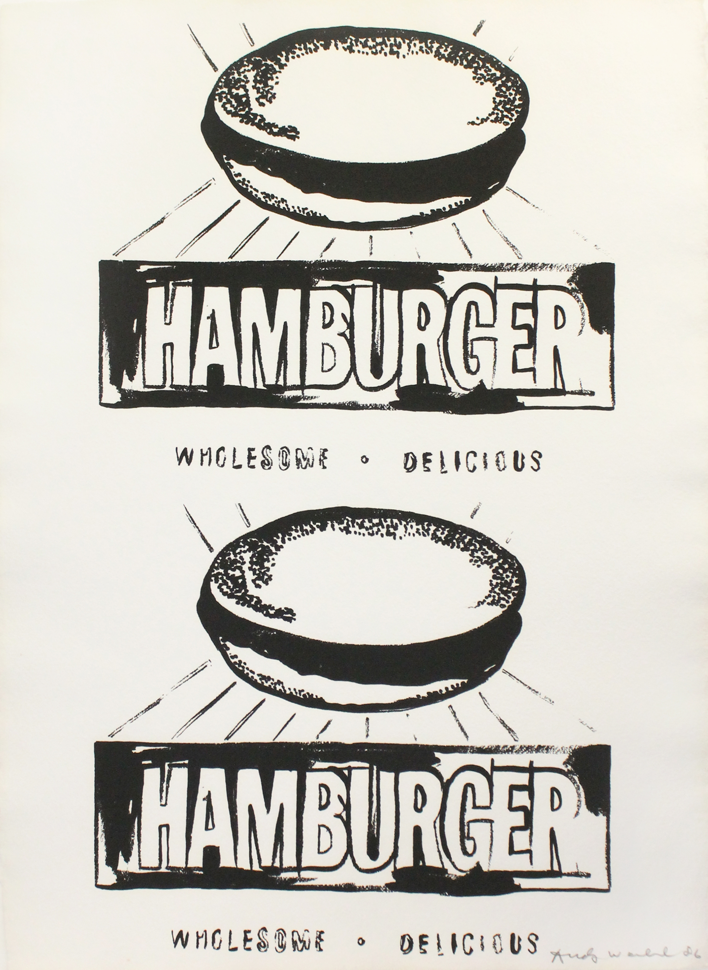 IMG_5488 HAMBURGER (DOUBLE) , ca. 1986 - Medium: Screenprint on handmade paper - Size: 31.5 x 23.5 in. (80 x 59.7 cm.). PROVENANCE : Galerie D. Assadi (Nyon)